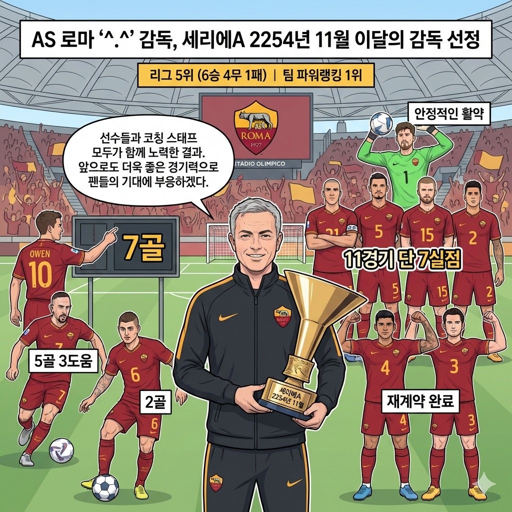 [AS 로마] ^.^ 감독, 세리에A 11월 ';최고의 지휘자';